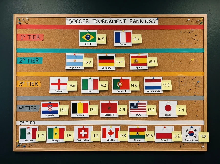 Tiered ranking of 2026 World Cup teams from title contenders to debutants with decimal odds
