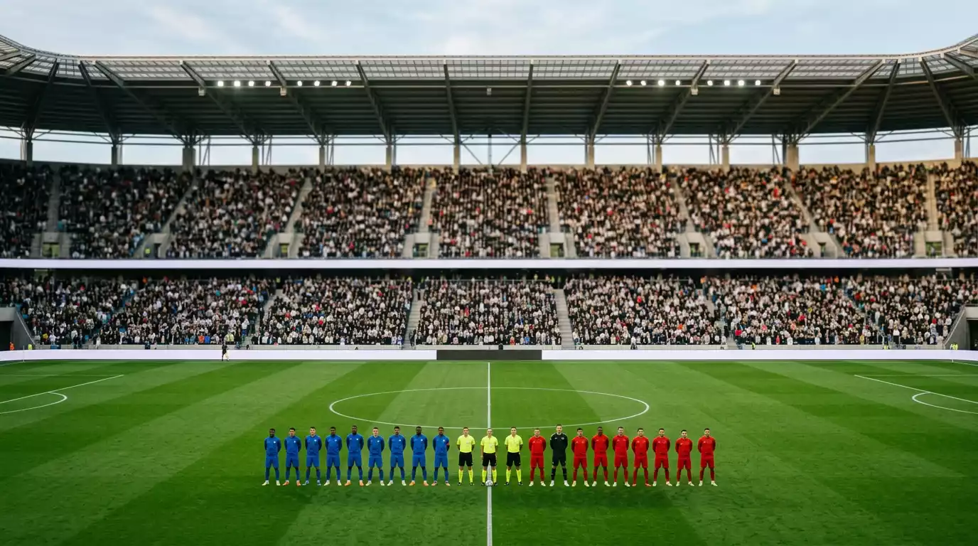 France and Norway players line up before kick-off at Gillette Stadium